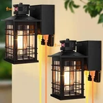 Kondras 2-PACK Porch Lights With Gfci Outlet, Motion Sensor, 0815 Black. Fixed Price $94.27.