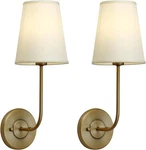 Pathson Set Of 2 Rustic Wall Sconces With Light-yellow Fabric Shade Antique. Fixed Price $96.05.
