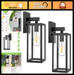 Outdoor Waterproof Wall Lanterns - Black Porch Lights With Toughened Glass Shade. Fixed Price $69.99.