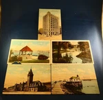 5 Old Post Cards - Me Portland; Breakwater Light; Union Station; Deerings Oaks. Fixed Price $19.95.