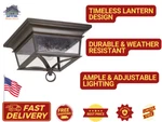Quorum Pavilion 2-LIGHT Outdoor Flush Ceiling Lantern, Oiled Bronze 3730-14-86. Fixed Price $154.99.
