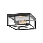 Hinkley Lighting Brixton Outdoor 2-LT Flush Mount, Black/clear Mitered 18373BK. Fixed Price $299.00.