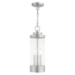 Livex Hillcrest 3 Light Outdoor Pendant Lantern, Brushed Nickel 20727-91. Fixed Price $439.96.