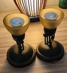2 Allen + Roth Tucana Flushmont Spot Light Bronze Finish Frosted Glass Shade. Fixed Price $25.00.