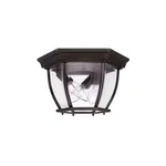 Capital Lighting 11" 3-LIGHT Outdoor Flush Mount Black Clear Glass Dome 9802BK. Fixed Price $21.00.