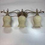 Transglobe 6583PA Light Vanity Fixture Bronze Swirl Glass Wall Sconce- Open Bx. Fixed Price $64.95.