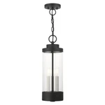 Livex Hillcrest 3 Light Outdoor Pendant, Textured Black/clear 20727-14. Fixed Price $429.96.