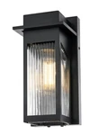 Outdoor Wall Sconce Light Fixture Reeded Glass Black Porch Walkway Patio 11". Fixed Price $117.03.