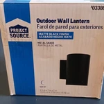 Project Source Dark Sky Outdoor Wall Lantern Matte Black Metal 1-LIGHT 7IN. Fixed Price $13.99.