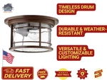 Quorum 3916-11186 Larson 11.25 Outdoor Flush Mount Ceiling Light Oiled Bronze. Fixed Price $98.99.