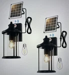 2 Pack Solar Porch Lights, Dusk To Dawn Motion Sensor, Separate Panel, Black. Fixed Price $84.95.