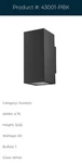 Millennium Lighting 43001 Vegas 11" Tall Outdoor Wall Sconce - Black. Fixed Price $40.00.