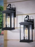 Lnc 1-LIGHT Matte Black Hardwired Outdoor Wall Lantern Sconce Seeded Glass 2PK. Fixed Price $44.60.