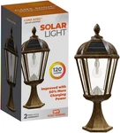 Outdoor Solar Post Light With Pier Base, Weathered Bronze Finish Aluminum And Be. Fixed Price $186.99.