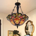 18" Stained Glass Tiffany Ceiling Fixture Retro 3-LIGHT Bohemia Chandelier. Fixed Price $199.99.