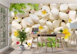3D White Pebble Petals ZHUA9566 Wallpaper Murals Removable Self-adhesive. Fixed Price $56.23.