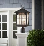 New Home Decorators Brimfield 3-LIGHT Aged Iron Steel Line Outdoor Post. Fixed Price $50.00.