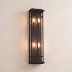 Modern Outdoor Wall Light Fixture Black Windowpane Frame 30" For Post Exterior. Fixed Price $299.99.
