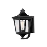 Black One Light Outdoor Wall Sconce From The Sutton Place Vx Collection. Fixed Price $150.00.