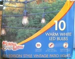 Holiday Bright 99515, 10 Warm White Led Edison Vintage Patio Lights, Fs. Fixed Price $30.00.