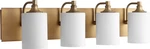 Quorum 5009-4-80 Celeste 32.75" Glass 4-LIGHT Aged Brass Vanity Fixture. Fixed Price $289.00.