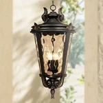 Casa Marseille Vintage Outdoor Hanging Light Bronze 30" Champagne Glass Damp. Fixed Price $549.99.