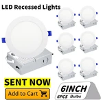 Recessed Lighting 6 Inch, Ultra-thin Led Ceiling Lights, 3CCT Canless Downlight. Fixed Price $74.99.