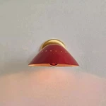 Mid Century Raw Brass Wall Sconce Vanity Light Red Finish Cor Lamp. Fixed Price $120.00.