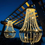 Hanging Solar Lantern Outdoor, 28 Modern Clear Crystal Acrylic Chandelier. Fixed Price $52.14.