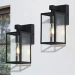 Lnc 9.3" Black Outdoor Wall Lantern Sconce Modern Light With Glass - Set Of 2. Fixed Price $55.00.