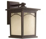 Progress Lighting Bronze Umber Textured Art Glass Craftsman Outdoor Lantern-used. Fixed Price $95.99.