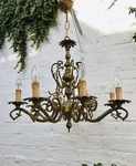 Fine Large Antique Bronze Chandelier 8 Arms Lights Candelabra Spanish Colonial. Fixed Price $1166.10.