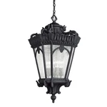Kichler Tournai Outdoor Pendant 4LT, Textured Black, Clear Seeded - 9564BKT. Fixed Price $2889.99.
