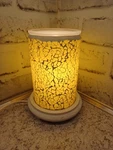Sunshine Crackle Simmering Lights Yellow White Base Wax Warmer Pink Zebra. Fixed Price $30.00.