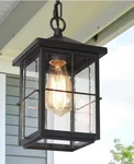 Lnc Black Outdoor Porch Hanging Lantern W/ Seeded Glass Shade NA7NNFHD1254P47. Fixed Price $59.00.