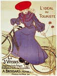 8181.L'IDEAL Du Touriste.woman In Purple Dress Rides Bike.poster.art Wall Decor. Fixed Price $27.00.