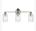 Kichler Gioe 3 Light 24" Wall Mt Bath Arm, Nickel/clear Fluted - 55226NIFLU. Fixed Price $125.00.