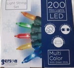 Gerson Led 200 Mini Lights String. Multi-color-green Wire. Fixed Price $35.00.