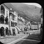 Antique Glass Magic Lantern Slide Locarno Grand Piazza Italian Lakes Italy. Fixed Price $13.38.