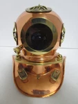 Vintage Bright Copper & Brass Deep Sea Diver Helmet Nautical Lamp Lantern. Fixed Price $64.00.