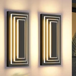 2 Pack 16'' Led Outdoor Wall Light Modern Black 3-TIER Front Sconce Fixture. Fixed Price $95.99.