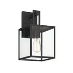Designers Fountain Preston 14.75" 1LT Wall Lantern, Black/clear D297M-8EW-MB. Fixed Price $125.60.
