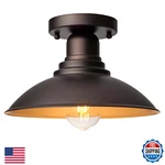Flalinko Outdoor Semi Flush Mount Porch Light, Oil Rubbed Bronze With Gold Accen. Fixed Price $53.94.