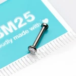 Implant Grade Titanium Onefit Threadless Gem Bezel Set Top Flat Back Stud Labret. Fixed Price $15.95.