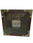 Vtg Copper Wood Photo Picture Frame Rustic 3X3 Holder Glass Table. Fixed Price $19.99.