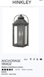 Hinkley Anchorage Aged Zinc 1854DZ Exterior Light. Fixed Price $325.00.