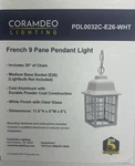 Coramdeo French Pane Outdoor Pendant Light For Patios, Porches, And More. New. Fixed Price $19.99.