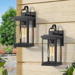 Lnc 1-LIGHT Matte Black Hardwired Outdoor Wall Lantern Sconce With Seeded (2 Pk). Fixed Price $43.99.