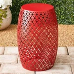 Metal Red Lattice Barrel Stool Table Seat Indoor Outdoor Patio Porch Deck Decor. Fixed Price $89.98.