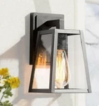 Lnc 1-LIGHT Matte Black Outdoor Wall Lantern Sconce With Seeded Glass Shade. Fixed Price $101.21.
